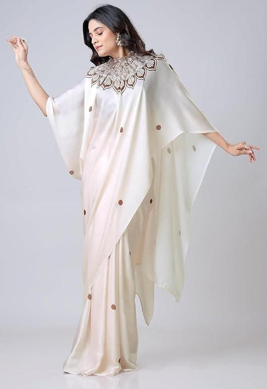 Kaftan Saree With Unstitched Blouse